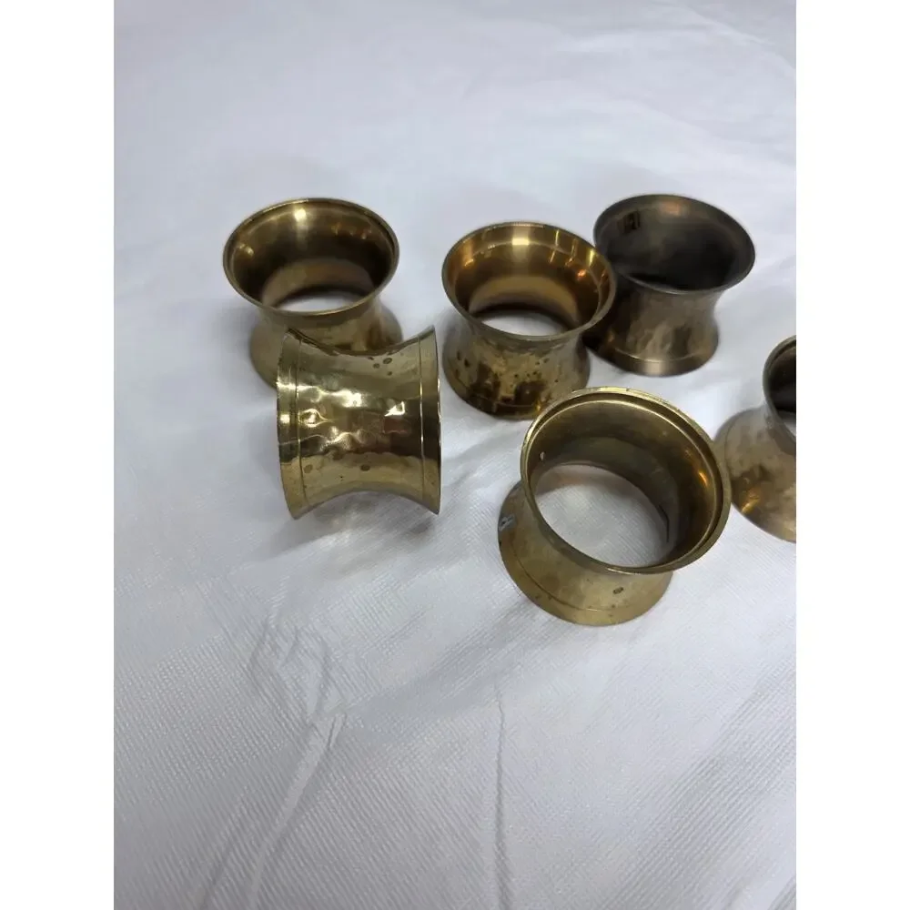 Vintage Hammered Brass Napkin Ring Holders 1.5